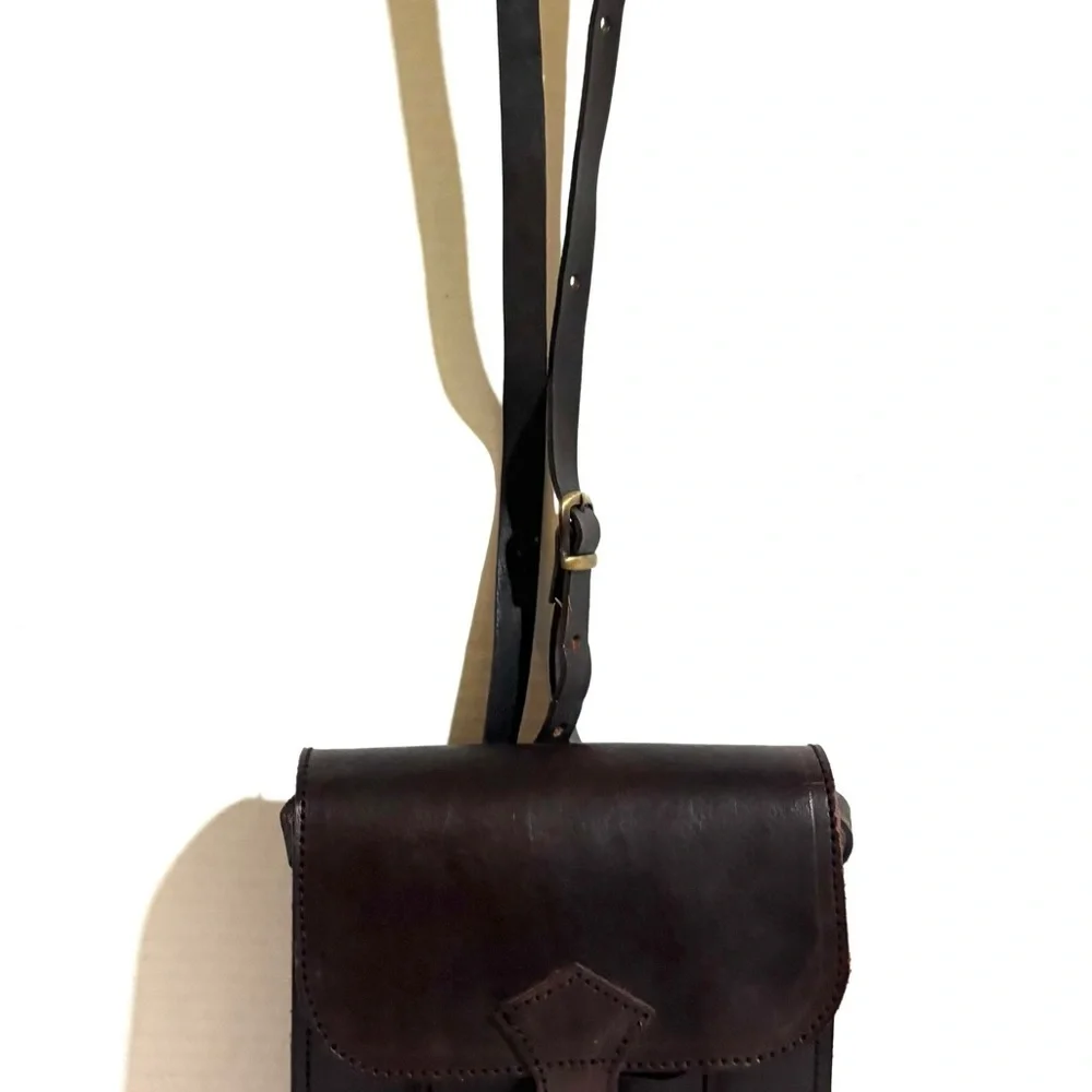 Handmade Elegant Brown black Leather Crossbody Bag